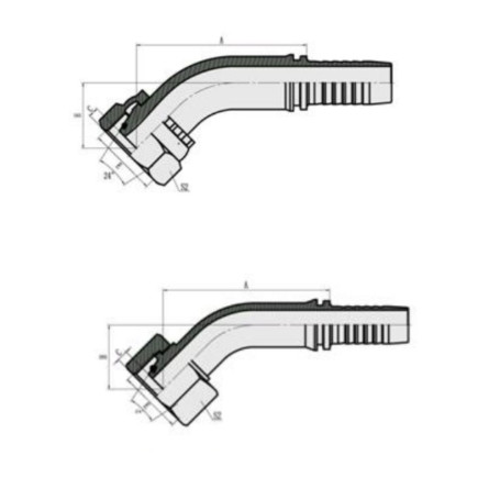 Фитинг высокого давления DKO-S (DN16, М24х1.5г, 45гр, оцинк) Robin