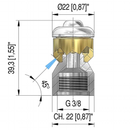 Форсунка каналопромывочная PA STR-3/8 (11, 3/8"г, бой 3R, вращ)