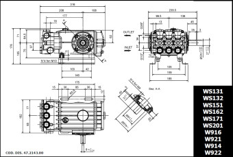 Насос высокого давления TOR 47ser. WS151 (150бар, 15л/мин, 1450 об/мин)