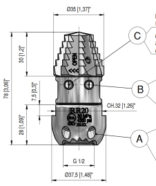 Форсунка каналопромывочная PA RR-TF (30, 1/2г, вращ)