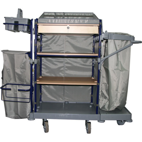 Тележка TTS GREEN HOTEL 900 (для гостиниц, верхняя полочка для химии, 5 держателей)