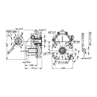 Редуктор для ДВС Tecomec RGB24 (17кВт, 25.4/24мм, фланец 89мм)