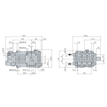 Насос высокого давления Annovi Reverberi RK 14.20 N DX