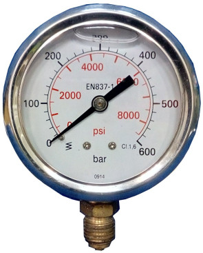 Манометр (600бар, 1/4"внеш, вход снизу, D63мм, нерж) R+M