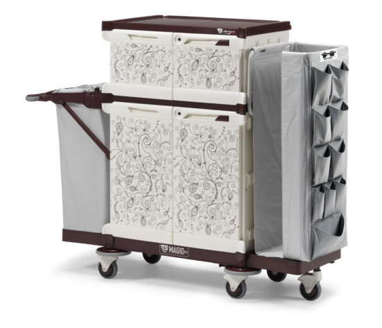 Тележка TTS MagicArt 262-S Safety Plus (держ. халатов, закрытая, рис. KAPOK, держ. мешка)