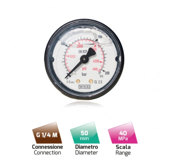 Манометр (400бар, 1/4&quot;внеш, вход сзади, пласт) MTM