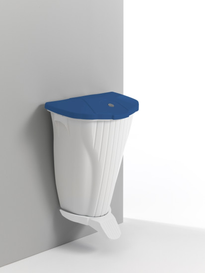 Ведро мусорное TTS Wall-Up (50 л, белый, педаль, крышка синий)