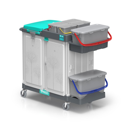Тележка TTS Magic System 720E (ручка, 2х20л, 4х4л, закрытая, держ. мешка 150л)