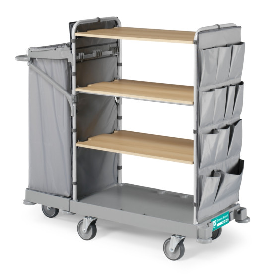 Тележка TTS GREEN HOTEL 923 (4 полки, боковые карманы, колеса D125мм)