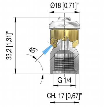 Форсунка каналопромывочная PA STR-1/4 (060, 1/4&quot;г, бой 3R, вращ)