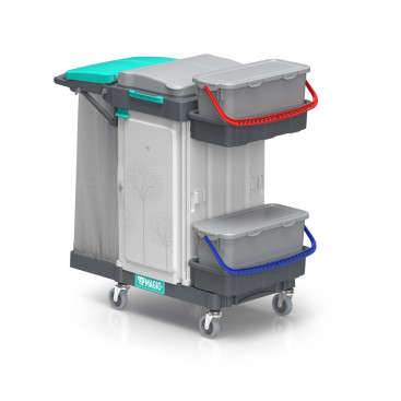 Тележка TTS Magic System 740S (2х20л, 4х4л, закр. 2 выдв. ящика, держ. мешка 120л)