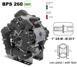 Мембранный насос Comet BPS260 (249л/мин, 20бар, вал ВОМ 1"3/8, внутр. Д 25мм)
