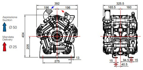 Мембранный насос Comet BPS260 (249л/мин, 20бар, вал ВОМ 1&quot;3/8, внутр. Д 25мм)