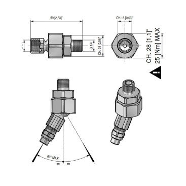 Форсункодержатель поворотный (1/4ш_NPT-1/4г_NPT, нерж) PA