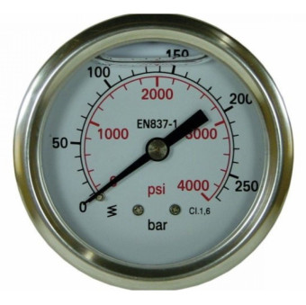 Манометр (250бар, 1/4"внеш, вход сзади, нерж) R+M