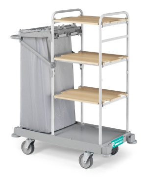 Тележка TTS GREEN HOTEL 941 (4 полки, держ. мешка, колеса D125мм)