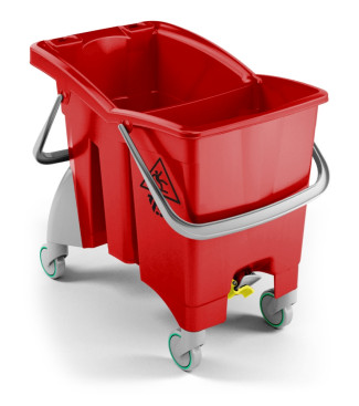 Ведро TTS ActionPro (30 л, 4 шт, перегородка, колеса, 2 сливных отверстия, красный)