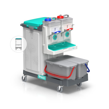 Тележка TTS Magic System 850V (2х20л, дозатор, выдв. ящик, держ. мешка 90л)