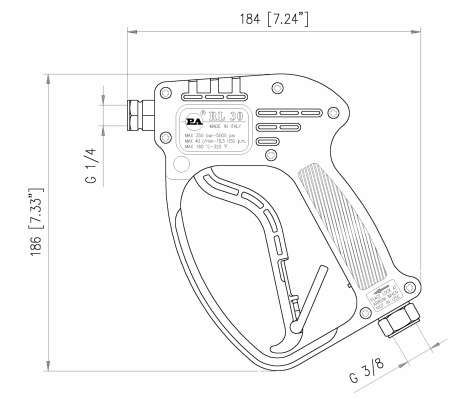 Курок RL 30 (вх.М22x1.5ш.вращ, вых.1/4&quot;г)