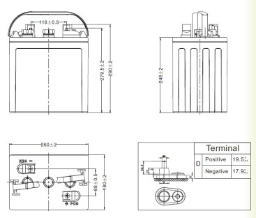 Тяговый аккумулятор LEOCH DT 146 (6В, 260Ач, WET)