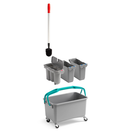 Ведро TTS для уборки туалета (28 л, 3 контейнера, серое)