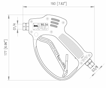 Пистолет высокого давления RL26 (3/8&quot;ш-1/4&quot;г, 250бар, дренаж пост) PA