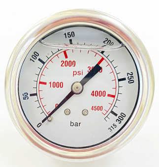 Манометр (400бар, 1/4"внеш, вход сзади, пластик) TOR