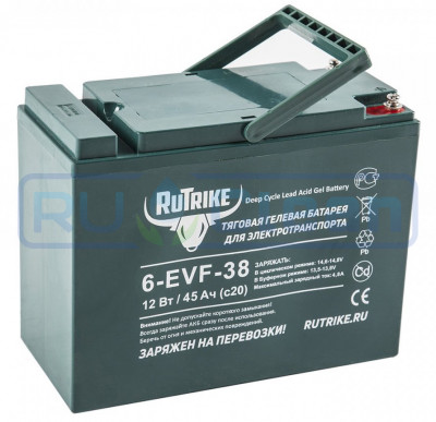Тяговый аккумулятор RuTrike 6-EVF-38 (12V, 38A/h, GEL)