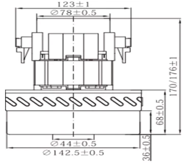 Вакуумный мотор V4Z-A30-D (1200Вт, 220В, D-143мм, H-177мм, h-69мм, медь) RC