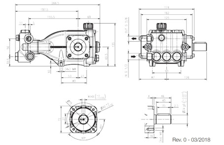Насос высокого давления HAWK NHDP1420R (200бар, 14л/мин, 1450 об/мин)