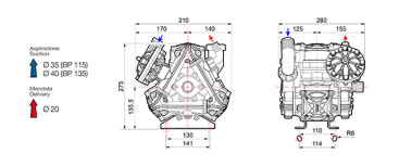 Мембранный насос Comet BP115 (20 бар, 110 л/мин, ВОМ 1"3/8)